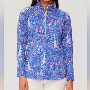 Lilly Pulitzer Blue and Pink Patterned Top